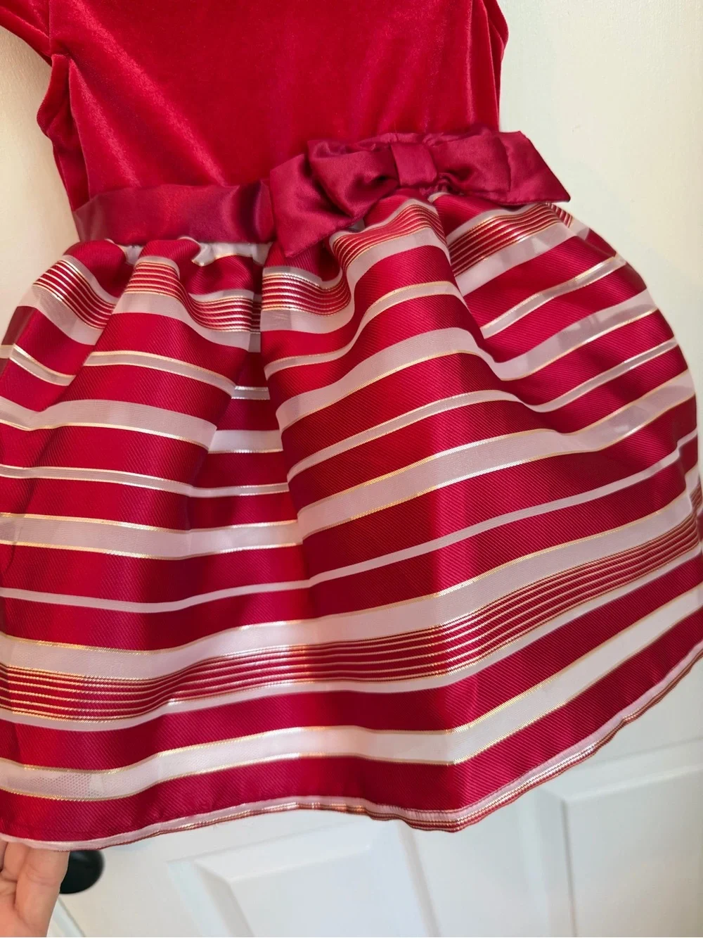 NWT The Children's Place Red Satin & Striped Organza Holiday Dress 12-18M